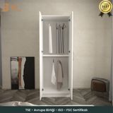 B3 Concept 2 Kapaklı Gardırop Askılı Demonte Elbise Dolabı Beyaz