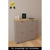 B3 Concept 4 Kapaklı 4 Raflı 1. Kalite Ayakkabılık Kapalı Çok Amaçlı Kapaklı Modern Ayakkabı Dolabı Meşe