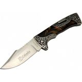 B3157B Işlemeli Kamp Çakı 22 cm - Kahverengi Sedef Saplı, Manuel Açılma