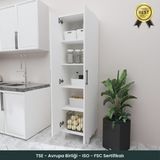 B3CONCEPT 2 Kapaklı 5 Raflı Kaliteli Çok Amaçlı Dolap - Kolay Kurulum - Mutfak Balkon Banyo Erzak Kiler Dolabı - Beyaz