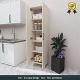 B3CONCEPT 2 Kapaklı 5 Raflı Kaliteli Çok Amaçlı Dolap - Kolay Kurulum - Mutfak Balkon Banyo Erzak Kiler Dolabı - Kum Taşı