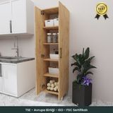 B3CONCEPT 2 Kapaklı 5 Raflı Kaliteli Çok Amaçlı Dolap - Kolay Kurulum - Mutfak Balkon Banyo Erzak Kiler Dolabı - Meşe