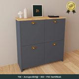 B3CONCEPT 4 Kapaklı 4 Raflı Ayakkabılık Kapalı Çok Amaçlı Kapaklı Modern Ayakkabı Dolabı Antrasit-Safirmeşe - Safir Meşe - Antrasit
