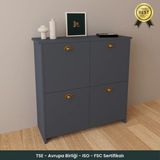 B3CONCEPT 4 Kapaklı 4 Raflı Ayakkabılık Kapalı Çok Amaçlı Kapaklı Modern Ayakkabı Dolabı - Antrasit