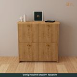 B3CONCEPT 4 Kapaklı 4 Raflı Ayakkabılık Kapalı Çok Amaçlı Kapaklı Modern Ayakkabı Dolabı - Safir Meşe