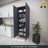 B3CONCEPT Geniş Hacimli 6 Kapaklı 6 Raflı Çok Amaçlı - Kolay Kurulum - Mutfak Balkon Banyo Erzak Kiler Dolabı - Antrasit