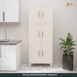 B3CONCEPT Geniş Hacimli 6 Kapaklı 6 Raflı Çok Amaçlı - Kolay Kurulum - Mutfak Balkon Banyo Erzak Kiler Dolabı - Bej