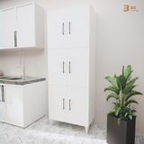 B3CONCEPT Geniş Hacimli 6 Kapaklı 6 Raflı Çok Amaçlı - Kolay Kurulum - Mutfak Balkon Banyo Erzak Kiler Dolabı - Beyaz
