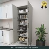 B3CONCEPT Geniş Hacimli 6 Kapaklı 6 Raflı Çok Amaçlı - Kolay Kurulum - Mutfak Balkon Banyo Erzak Kiler Dolabı - Gri