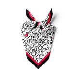 B57 Kadın Kırmızı Beyaz Sİyah Heart Desenli 50x50 Bandana