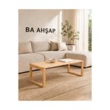 BA AHŞAP Kare Kenar Vernikli Ahşap Ayaklı Doğal Çam Orta Sehpa 50x80_OO1-01