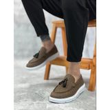Ba0005 Bağcıksız Yüksek Taban Klasik Keten Kahverengi Püsküllü Erkek Ayakkabı