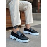 BA0240 Yüksek Taban Klasik Parlak Püsküllü Siyah Erkek Ayakkabı