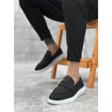 Ba0355 Bağcıksız Keten Siyah Klasik Corcik Erkek Ayakkabı