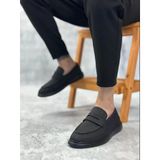 Ba0355 Bağcıksız Keten Siyah Taban Klasik Corcik Erkek Ayakkabı