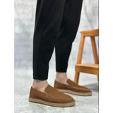 Ba0359 Boa Doğal Deri Tozu Bağcıksız Kauçuk El Yapımı Espadril Taban Taba Renk Erkek Ayakkabı
