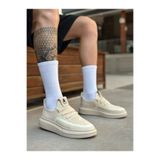 BA0375 Özel Örme Triko Tarz Krem Renk Spor Ayakkabı 2844