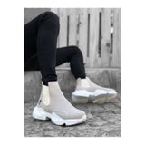 BA0444 Bağcıksız Rahat Yüksek Taban Gri Erkek Spor Yarım Bilek Bot P60746S4642