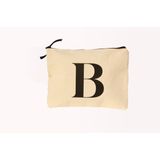 Baag Istanbul Kanvas Pamuklu Siyah Fermuarlı Kişiye Özel Harf Baskılı Clutch/el Çantası - 25x18 - Krem - Siyah