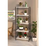 Bab Home Modern Çok Katlı Çiçeklik Metal Ayaklı Dekoratif Raf Ünitesi Saksılık Beyaz