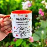 Baba Anne Hediye, Babalar Günü, Anneler Günü Hediye Kaliteli Porselen Kupa Bardak - Mavi - 330 ml