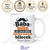 Baba Bilir Yazılı Eğlenceli Tasarım Kupa Bardak Babalar Günü Hediye