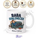 Baba Dinlenecek Yazılı Komik Kupa Bardak Babalar Günü Hediyesi Özel Tasarım