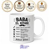 Baba El Kitabı Yazılı Komik Kupa Bardak Babalar Günü Hediyesi Esprili Baskılı