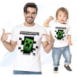 Baba Oğul Kız Tişört Mine Craft (Tek Ürün Fiyatıdır Kombin Yapmak Için 2 Adet Sepete Ekleyiniz) - 3 - 4 Yaş - Beyaz