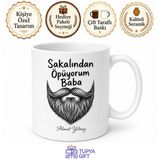 Baba Sakalı Temalı Eğlenceli Kupa Bardak Babalar Günü Hediyesi Özel Tasarım