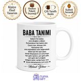 Baba Tanımı Yazılı Komik Kupa Bardak Babalar Günü Hediyesi Özel Tasarım