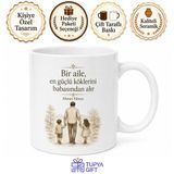 Baba ve Ailesi Temalı Özel Tasarım Kupa Bardak Babalar Günü Hediye