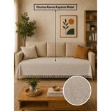 Babada Home Eko | Pamuklu Bohem Koltuk Örtüsü Oturma Yerini Kapatan Çekyat Örtüsü, Berjer Örtüsü, Koltuk Şalı | 115X210 - 115 x 210 cm - Ekru