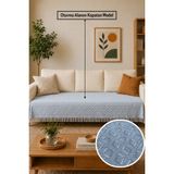 Babada Home Eko | Pamuklu Bohem Koltuk Örtüsü Oturma Yerini Kapatan Çekyat Örtüsü, Berjer Örtüsü, Koltuk Şalı | 115X210 - 115 x 210 cm - Mavi