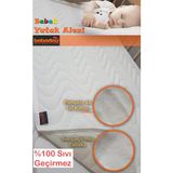 Babadağ Koleksiyon %100 Sıvı Geçirmez Yatak Alezi Bebek Yatağı(Beşiği) Için Köşe Lastikli - 50 x 100 cm - Beyaz