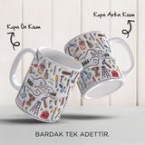 Babalar Günü Kişiye Özel Isimli, 3D Tasarımlı, Hediye Porselen Kupa - 010 - Beyaz - 330 ml
