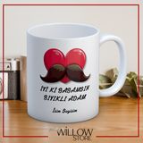 Babalar Günü Temalı Isimli Kişiye Özel Seramik Kupa Bardak-18 - 001 - Beyaz - 330 ml