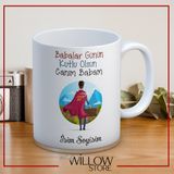 Babalar Günü Temalı Isimli Kişiye Özel Seramik Kupa Bardak-61 - 001 - Beyaz - 330 ml