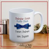 Babalar Günü Temalı Isimli Kişiye Özel Seramik Kupa Bardak-62 - 001 - Beyaz - 330 ml