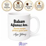 Babam Ağlamaz Ama Yazılı Esprili Kupa Bardak Babalar Günü Hediye