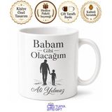 Babam Gibi Olacağım Yazılı Kupa Bardak Babalar Günü Hediyesi Baskılı Kupa