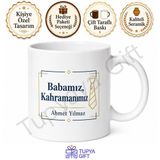 Babamız Kahramanımız Yazılı İngilizce Kupa Bardak Babalar Günü Hediyesi Baskılı