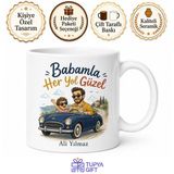 Babamla Araba Kullanıyoruz Yazılı Kupa Bardak Babalar Günü Hediye