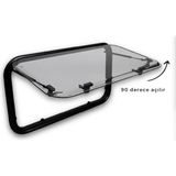 Babarvy Amortisörlü Karavan Penceresi & Karavan Camı 60X45 cm 90° Açılır (Beyaz) Perde-Sineklik Dahil