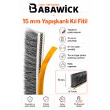 BABAWİCK 10 Metre Yapışkanlı Kıl Fitil 15mm Yükseklik Cam Balkon ve Alüminyum Kapı Pencere Fırça Fitili