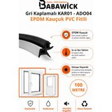 Babawick Epdm Kauçuk Gri Kaplamalı Yağlı Tadilat Contası Kar-01 Ado-04 Uzun Ömürlü Kapı Pencere Fitili - 100 Metre