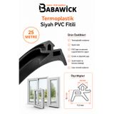 BABAWİCK Kaliteli Hammadde TPE'den Üretilmiş 3mm Kanala Uyumlu Pen Kapı Pencere Fitili 25 Metre Siyah Conta
