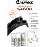 Babawick Kaliteli Hammadde Tpe'den Üretilmiş Conta 3mm Kanala Uyumlu PAK05 Siyah Kapı Pencere Fitili - 50 Metre