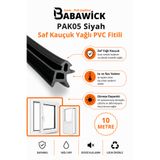 BABAWİCK PAK05 Profesyonel Yağlı Saf Kauçuk PVC Kapı Pencere Fitili 10 Mt Siyah İzolasyon Contası