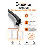 BABAWİCK PAK05 Profesyonel Yağlı Saf Kauçuk PVC Kapı Pencere Fitili 100 Mt Gri İzolasyon Contası